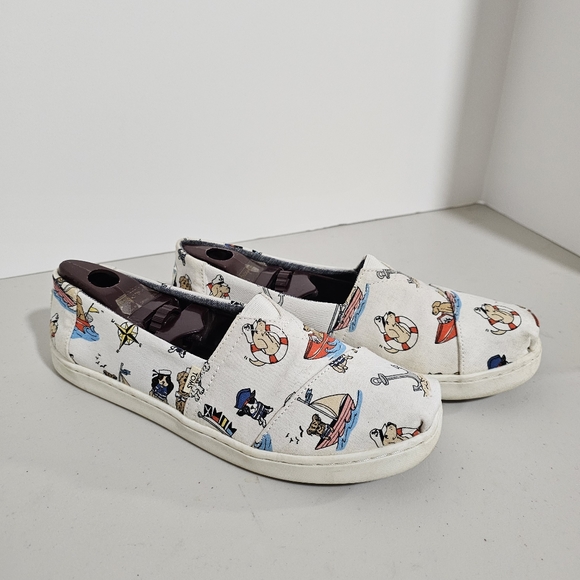 Toms Nautical Dogs Canvas Women's Classics Slip-on Shoes Youth 5.5 - Picture 4 of 10